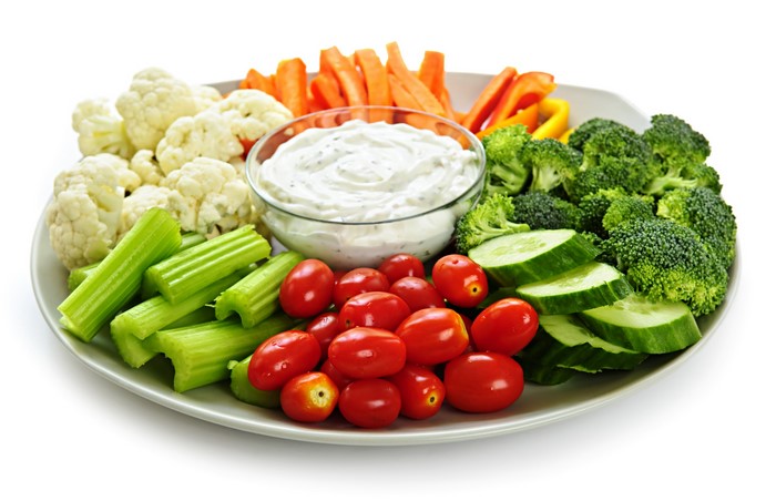 Vegetable platter with dip