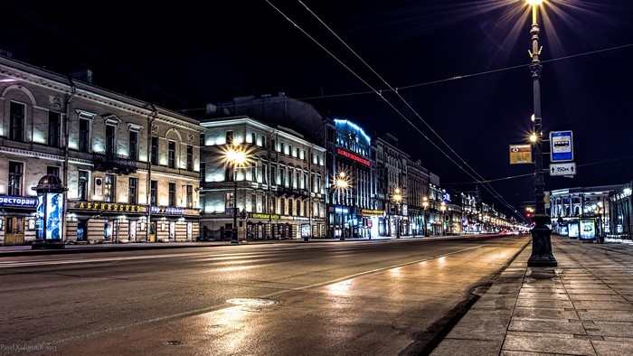 Night street in St. Petersburg, Russia