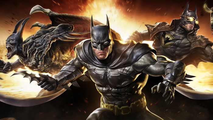 Batman and monstrous creatures in battle