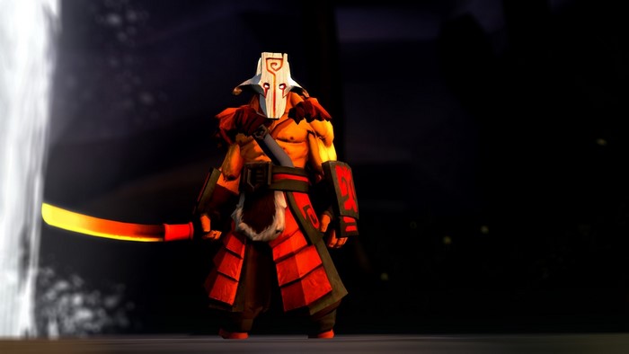 Juggernaut from DOTA 2 with a flaming sabre