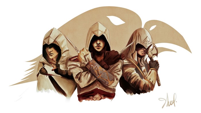 Three Assassins from Assassin's Creed