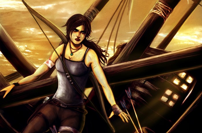 Lara Croft from Tomb Raider with a bow