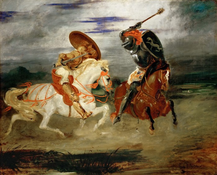 4K, Delacroix Eugene Joust, Knights on Horses