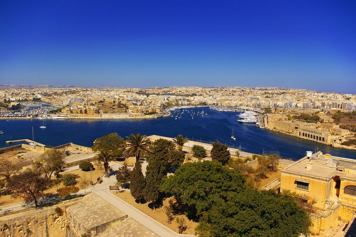 Valletta, Malta Harbor with Cityscape and Fortifications