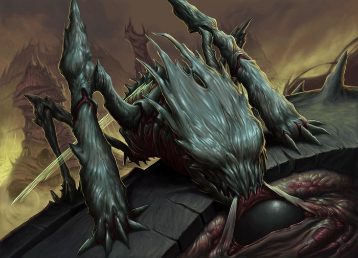 Monstrous creature with sharp limbs and exposed flesh