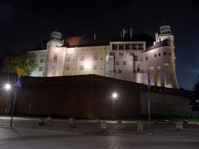 Wawel Castle at night, Krakow, Poland