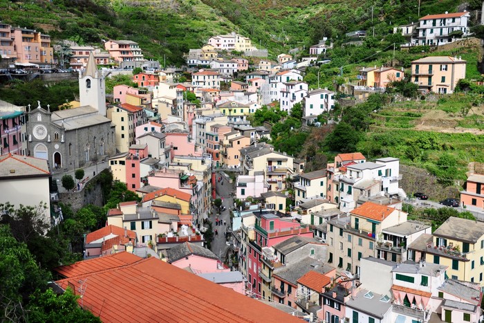 Riomaggiore, Italy colorful houses on a hillside