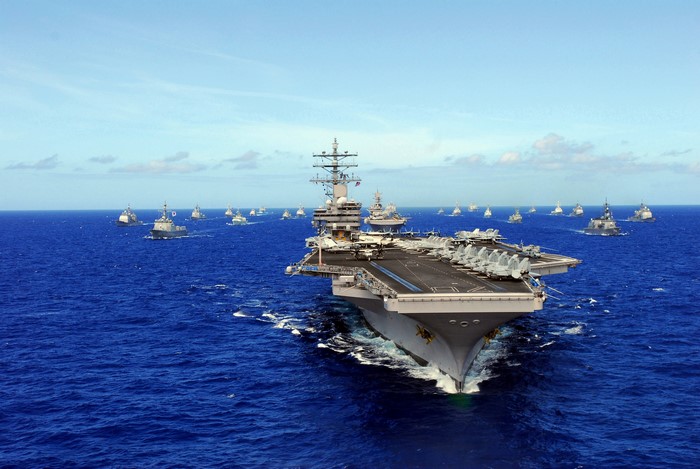 USS Ronald Reagan CVN-76 aircraft carrier with fleet