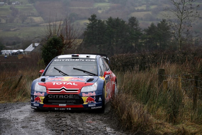Citroen C4 rally car on a dirt road