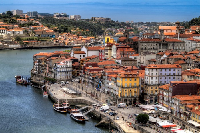 Porto, Portugal cityscape with river and buildings