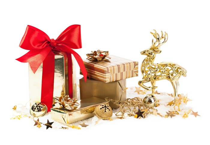 Christmas Gifts and Golden Deer Decoration