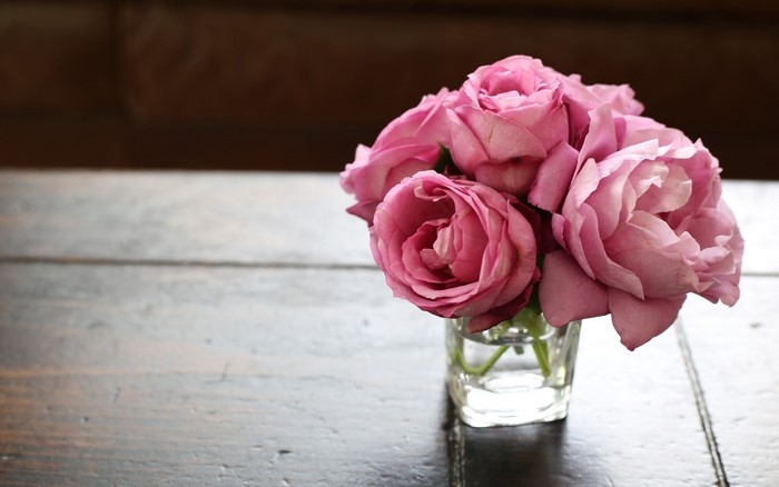 Pink Roses in a Glass Vase