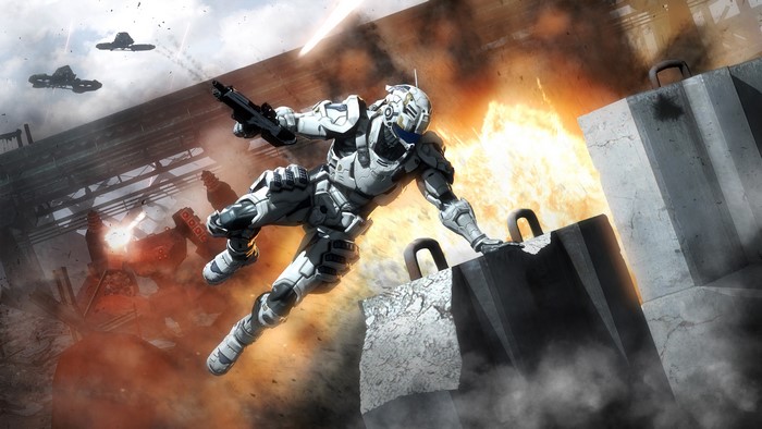 Soldier in white armor in battle