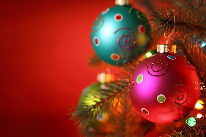 Christmas Ornaments on a Tree