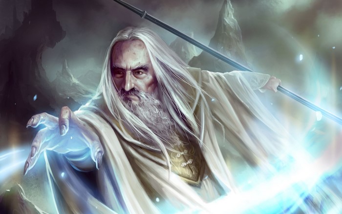 Saruman from The Lord of the Rings casting magic