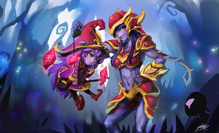 Tristana and Shyvana from League of Legends