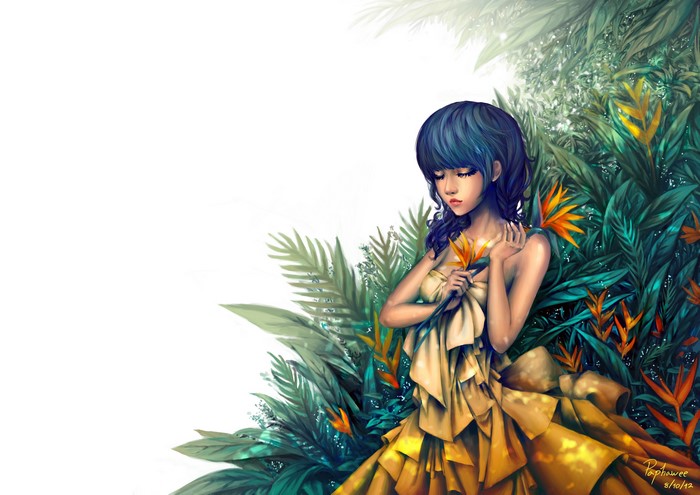 Painting Art of a Girl in a Jungle