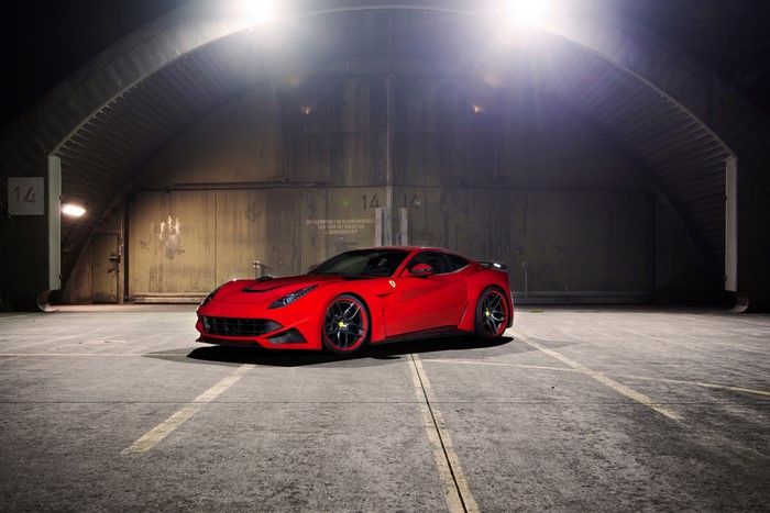 Red Novitec N-Largo Ferrari F12berlinetta in hangar
