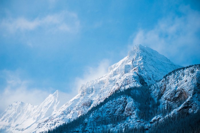 Snow-covered mountains in Banff, Canada