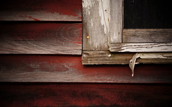 Weathered Red Wood Planks and Window Frame