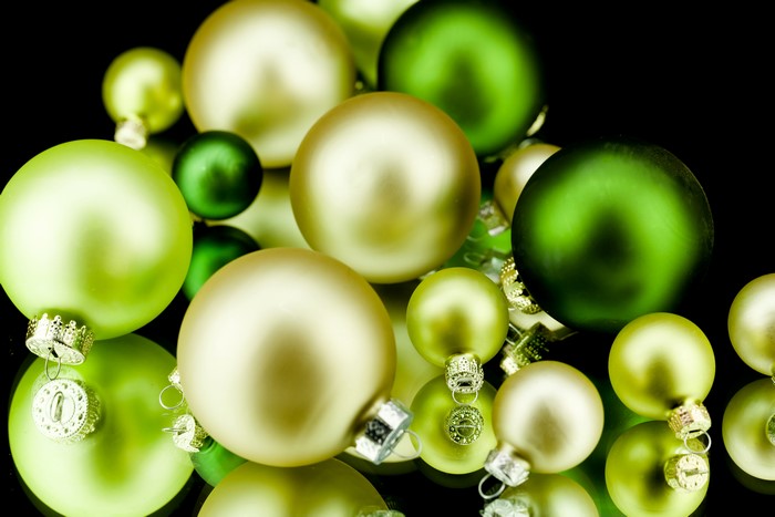 Many Christmas Balls on Black Background