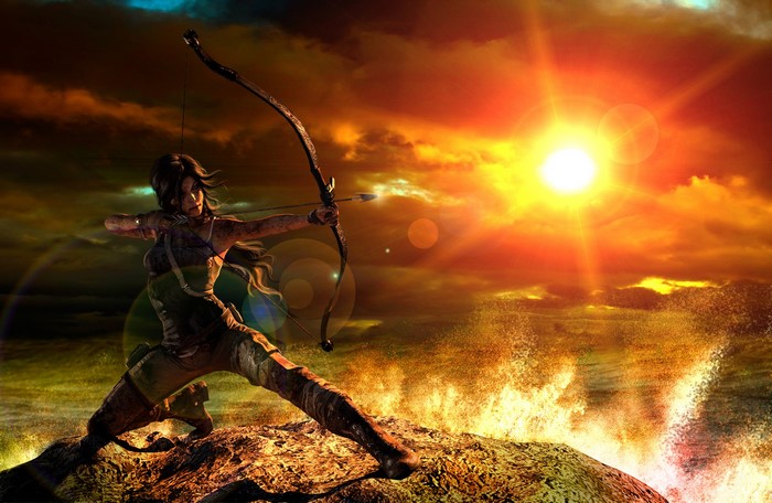Lara Croft from Tomb Raider with bow and arrow