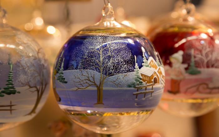 Christmas ornaments with winter scenes