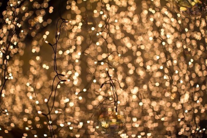 Bokeh of warm fairy lights
