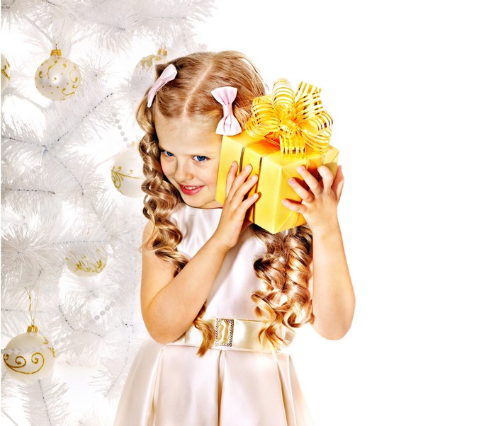 Little girl with a Christmas gift