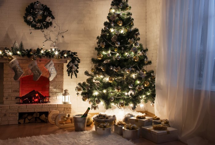 Christmas Tree and Fireplace