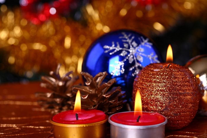 Christmas candles and ornaments