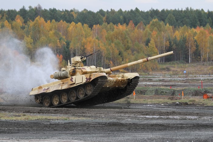 T-90 C tank in motion