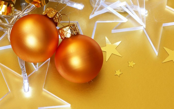 Golden Christmas Ornaments and Star Decorations