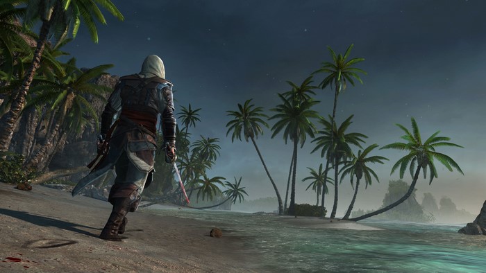Assassin's Creed 4 Black Flag character on a tropical beach