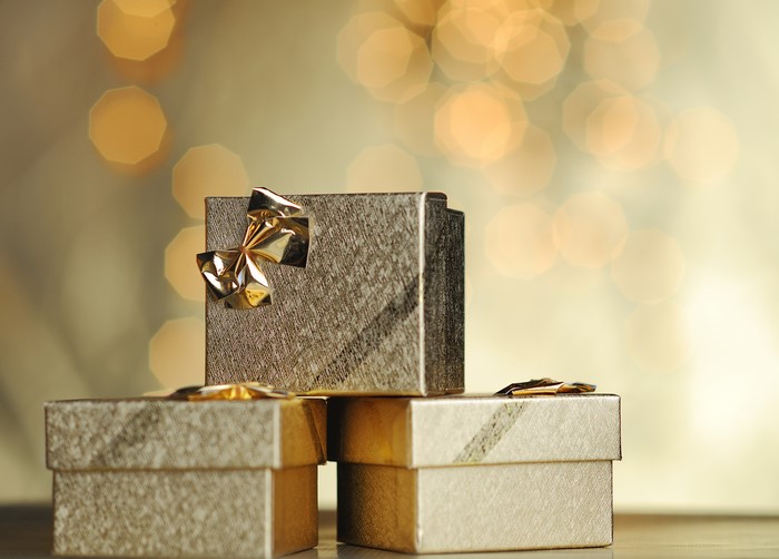 Christmas Gifts with Bokeh Lights