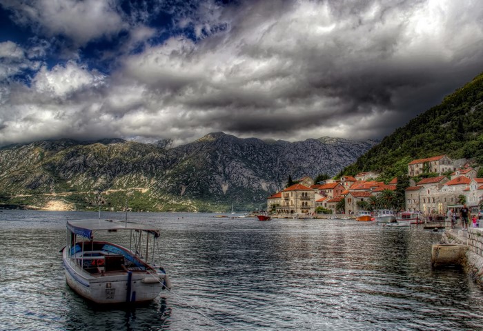 Motorboat in Perast, Montenegro