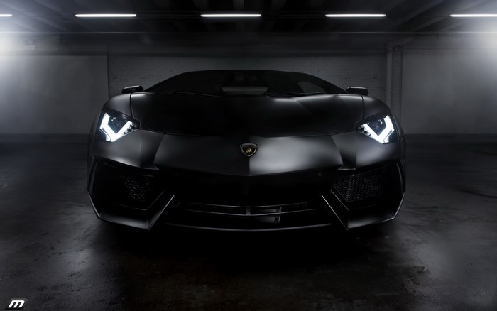 Black Lamborghini Aventador Front View