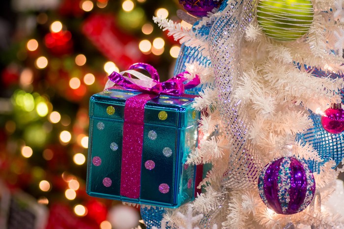 Christmas Tree with Ornaments and Gift