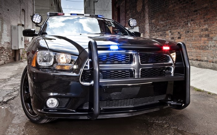 Black Dodge Charger Police Pursuit Vehicle
