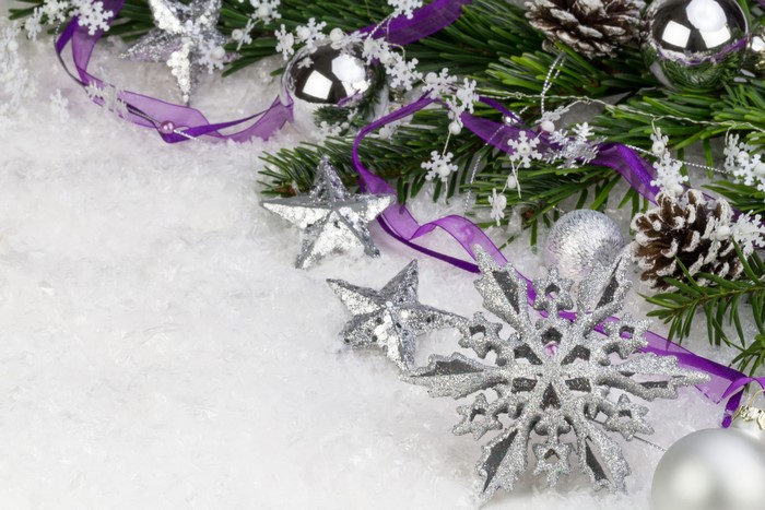 Christmas Decorations with Snowflakes and Pine Cones