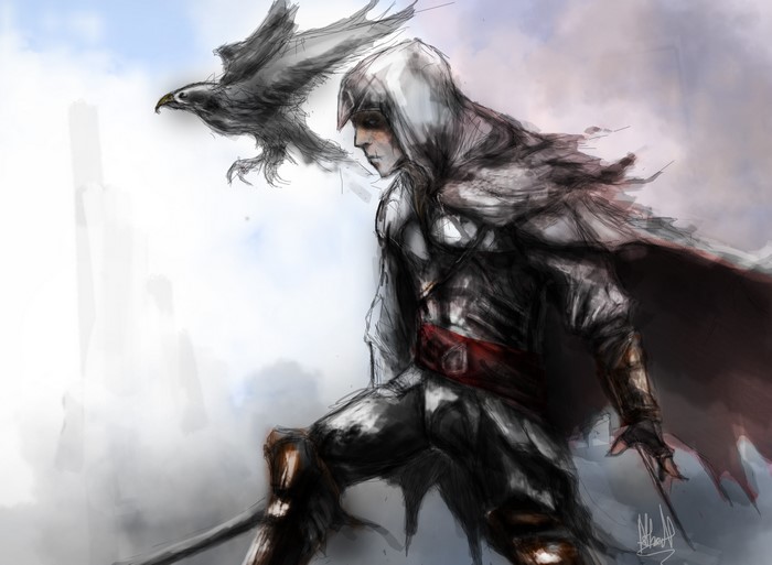 4K Assassin's Creed warrior with a bird