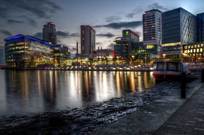 Media City UK, Manchester, England at Dusk
