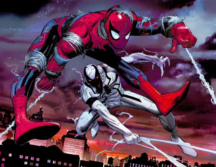 Spider-Man and Anti-Spider-Man in battle