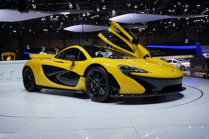 Yellow McLaren P1 car on display