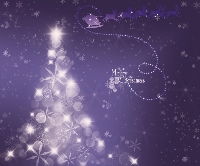Merry Christmas Santa Sleigh and Tree