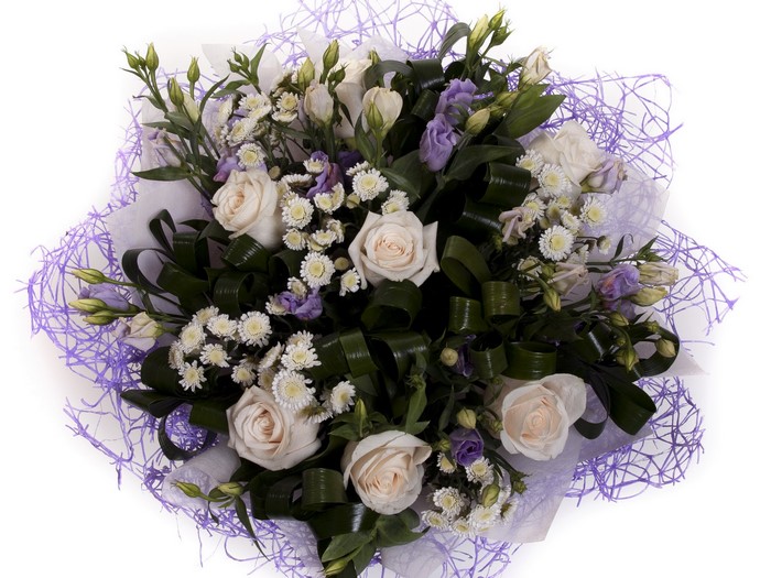 Bouquet of Roses, Eustoma, and Chrysanthemums