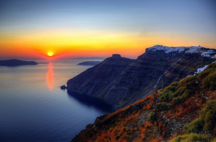 Sunset over the Aegean Sea in Greece