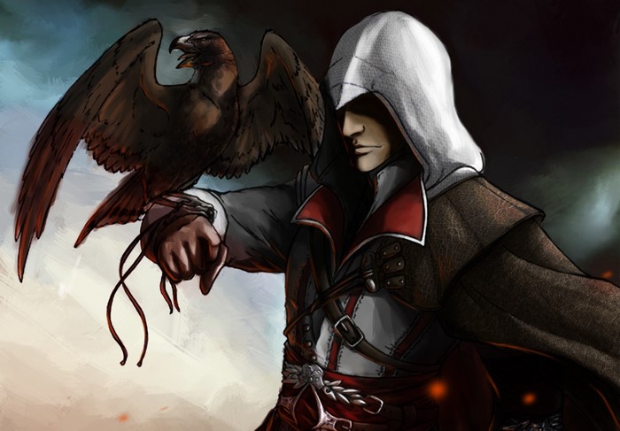 Assassin from Assassin's Creed with a bird