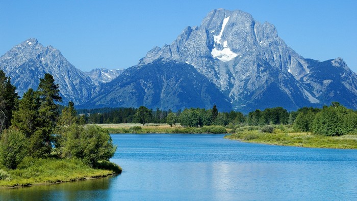 Grand Teton Oxbow with Mountains and Lake