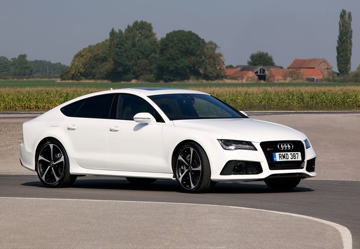 White 2013 Audi RS7 on a road